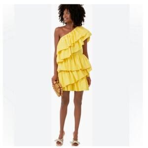 Hyacinth House Tuckernuck Sofie Mini Dress Ruffles Yellow NWT Medium Summer